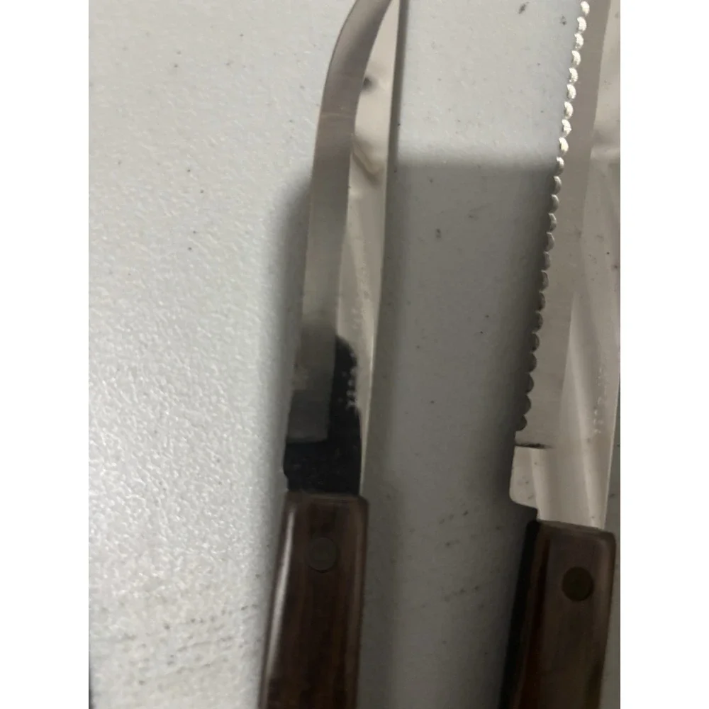 Washington Forge Town & Country Carving Set Walnut MCM Steak Knives FLEETWOOD